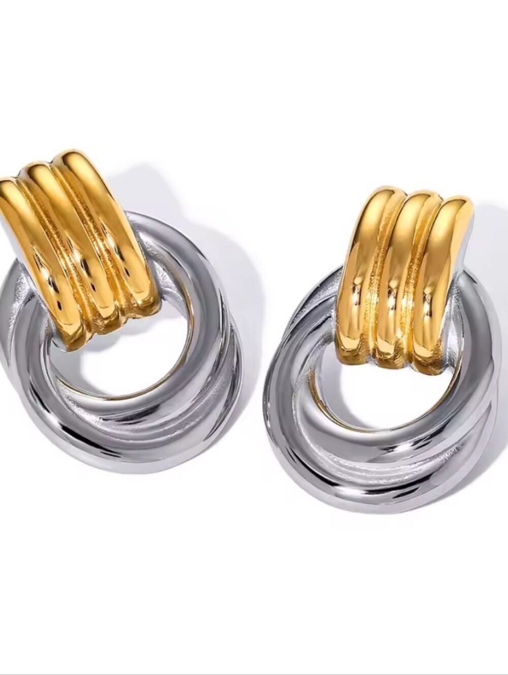 Chunky Knot Earrings Silver and Gold